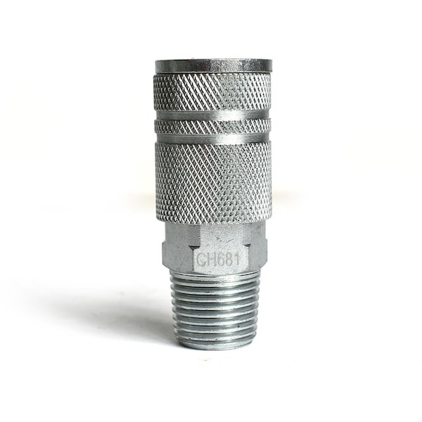 Interstate Pneumatics Industrial Coupler, 3/8 in Body Size, 1/2 in MNPT, Steel, Zinc Plated CH681-D6 - main
